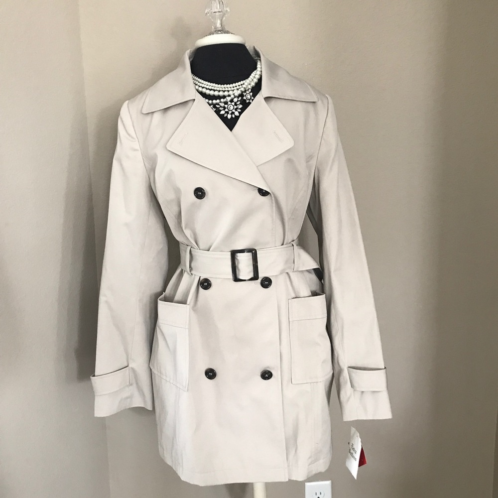 NWT Style & Co Ivory Short Trench Coat Size Large